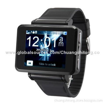 Black Quad Band k1 Touch Screen Watch Camera/Mobile Flashlight with 450mAh Lithium Battery